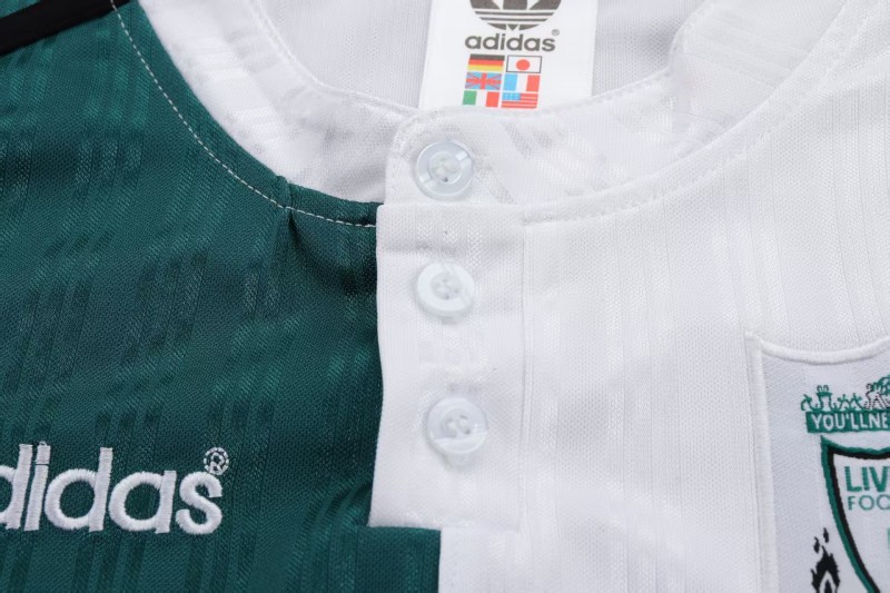 Retro 1995/96 Kids Liverpool White & Green Away Jersey