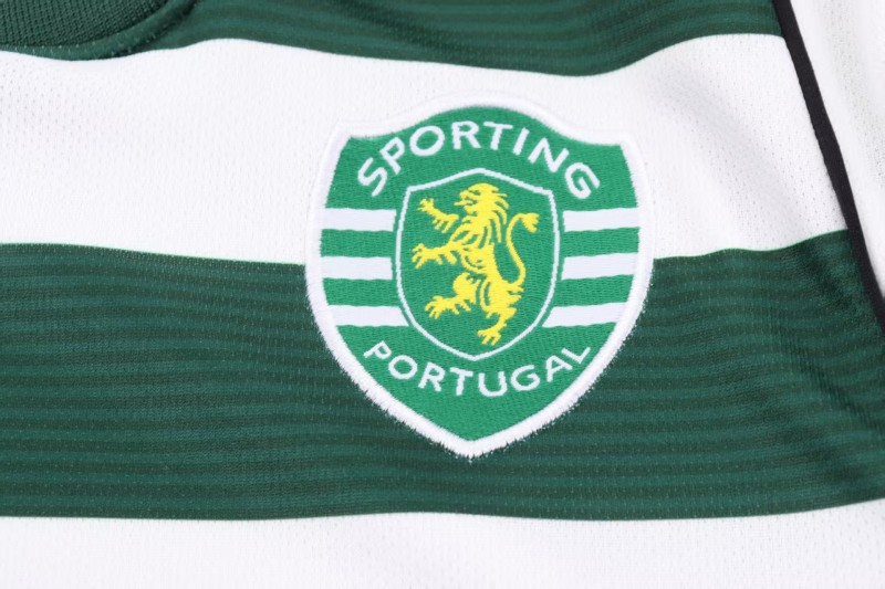 Retro Kids 01/03 Sporting CP White Green Home Long Sleeve Jersey