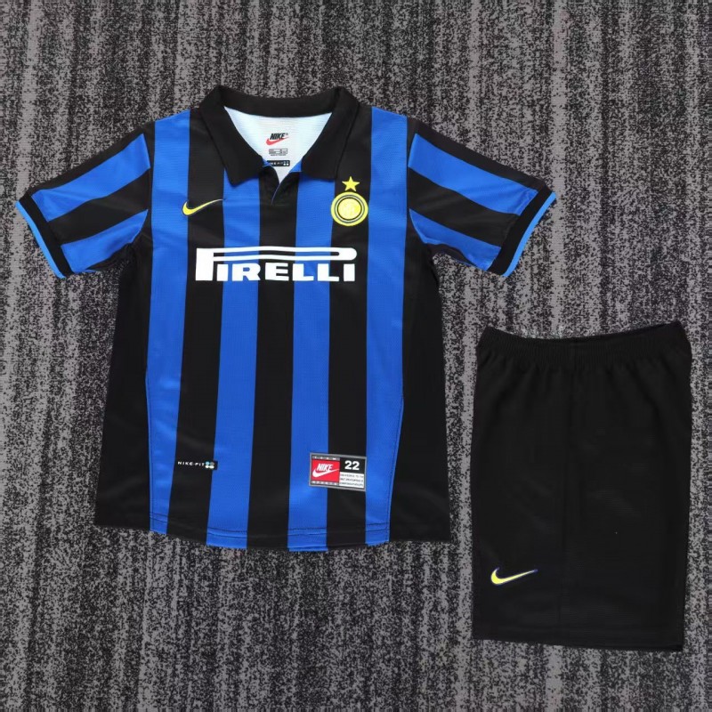 Retro 98/99 Kids  Inter Milan Blue & Black Stripe Home Jersey