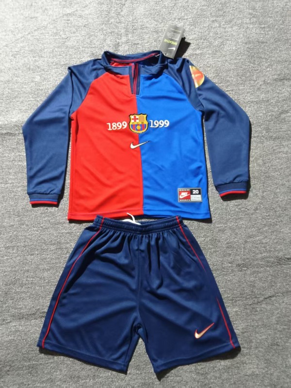 Retro 1899/1999 Kids Barcelona Centennial Long Sleeve Jersey