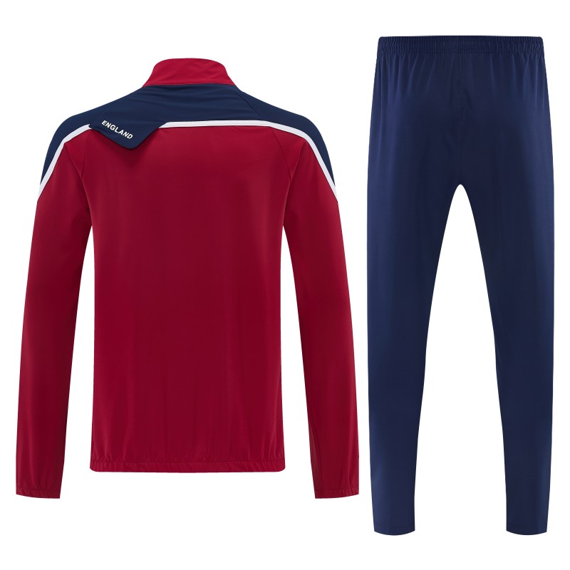 2026 England Red & Navy Blue Full Zipper Jacket Tracksuit + Long Pants