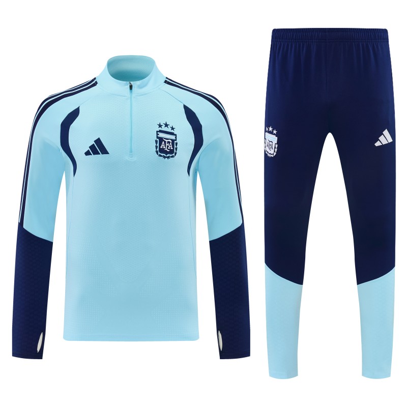 26/27 Argentina Sky Blue & Navy Blue Half Zipper Jacket Tracksuit + Long Pants