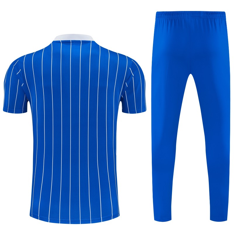26/27 Real Madrid Blue Short Sleeve Tracksuit + Long Pants