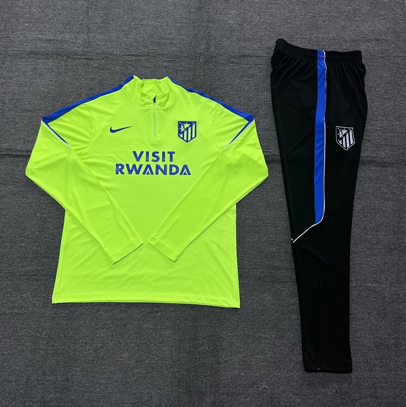 26/27 Kids  Atlético Madrid Third Fluorescent Green Half Zipper Jacket Tracksuit + Long Pants