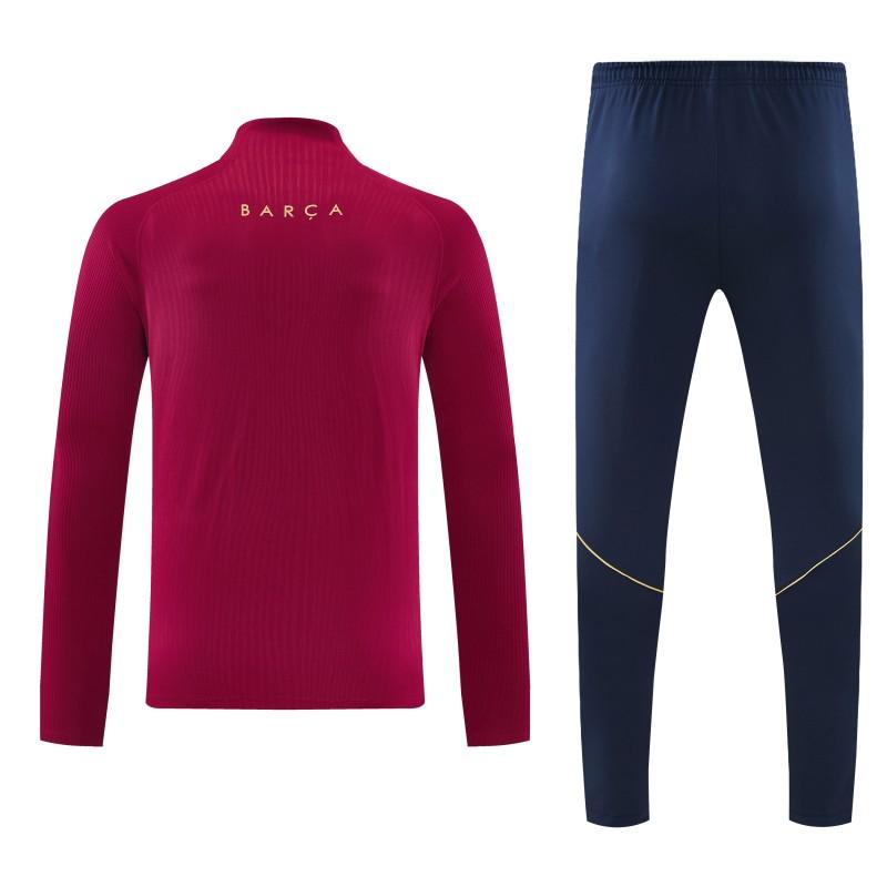 26/27 Barcelona Red & Black Half Zipper Jacket Tracksuit + Long Pants