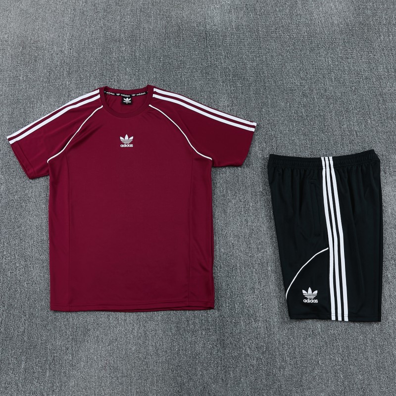26/27 Adidas AD15  Dark Red Short Sleeve+Soccer Shorts