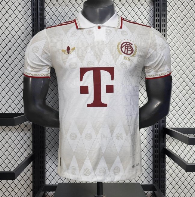 25/26 Player Version Bayern Munich White Diamond Pattern POLO Special Jersey