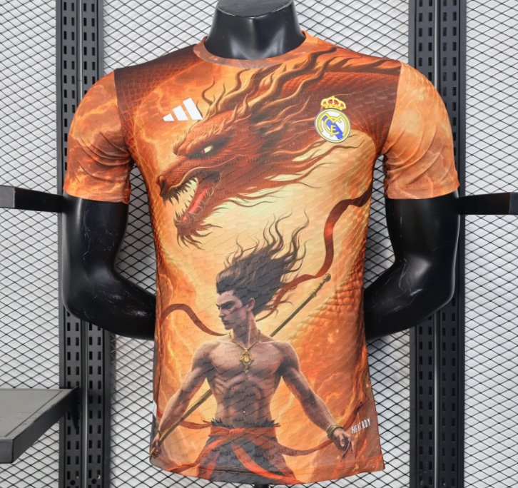 Player Version 25/26 Real Madrid NA ZHA Orange with Dragon Warrior Jersey