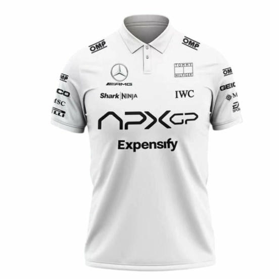 Brad Pitt F1 Movie 2025 – APXGP Black White Polo Shirt Racing Fan Loo