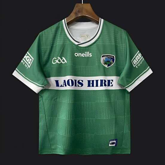 2026 Laois GAA Green with White Horizontal Stripe and Dotted Pattern Jersey