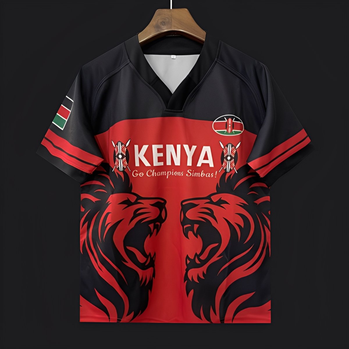 2026 Kenya Simbas Red with Double Lion Design Jersey