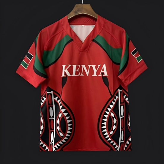 2026 Kenya Simbas Red with Maasai Shield Pattern Jersey