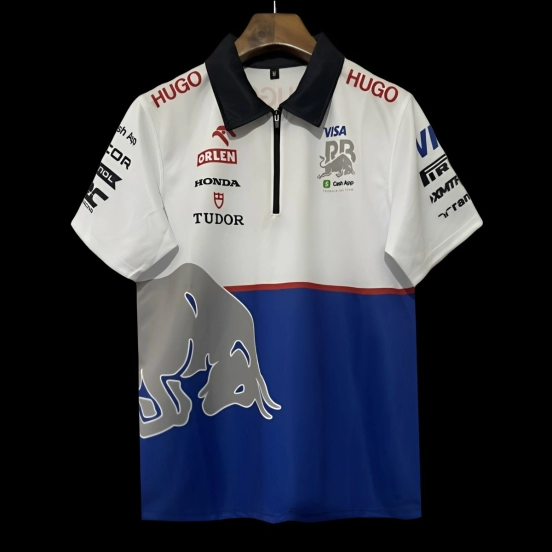2025 F1 Red Bull Racing White and Blue with Silver Bull Logo Jersey