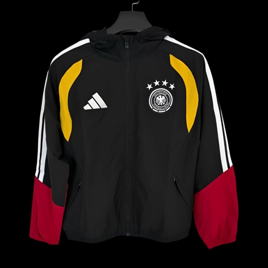 2026 Germany Black Full Zipper Windbreaker