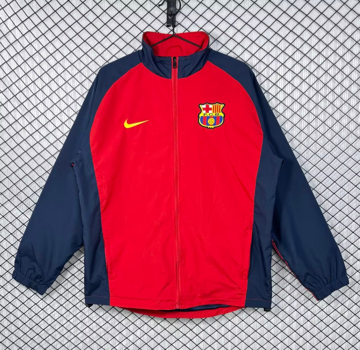 Retro 98/00 Barcelona Home Red Full Zipper Windbreaker
