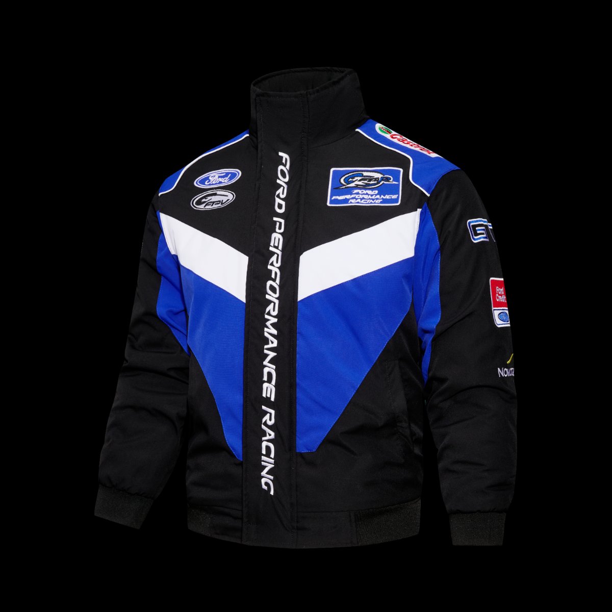 2026 F1 Ford Performance Racing FPV Motorsport Jacket in Black Blue White with Castrol GT Sponsor Logos
