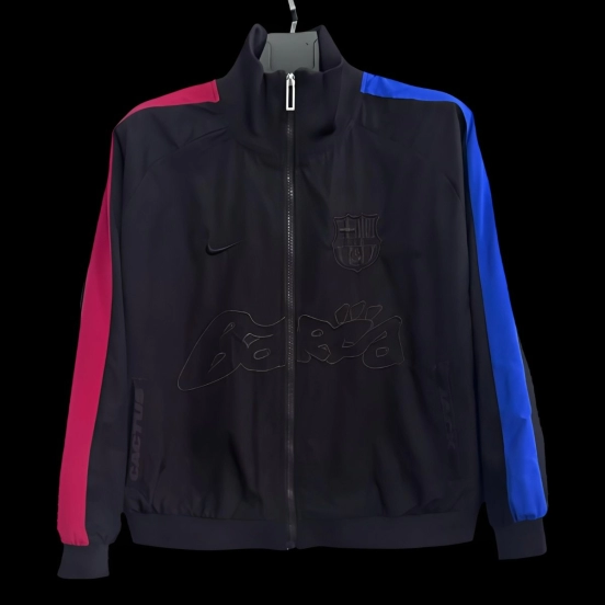 25/26 Barcelona Black/Red/Blue Full Zipper Windbreaker