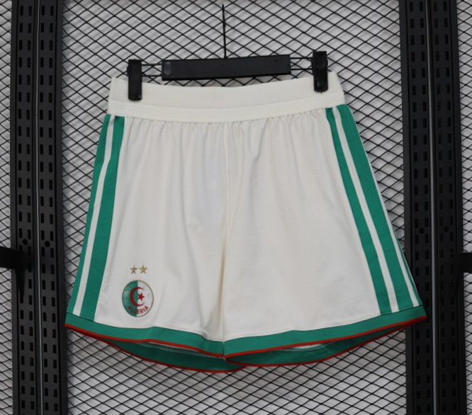 2026 Player Version Algeria White with Green Side Stripes Shorts