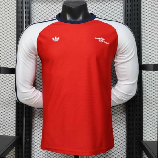 Player Version 2026  Arsenal x Adidas Originals Retro Red with White Long Sleeve Raglan Home Jersey
