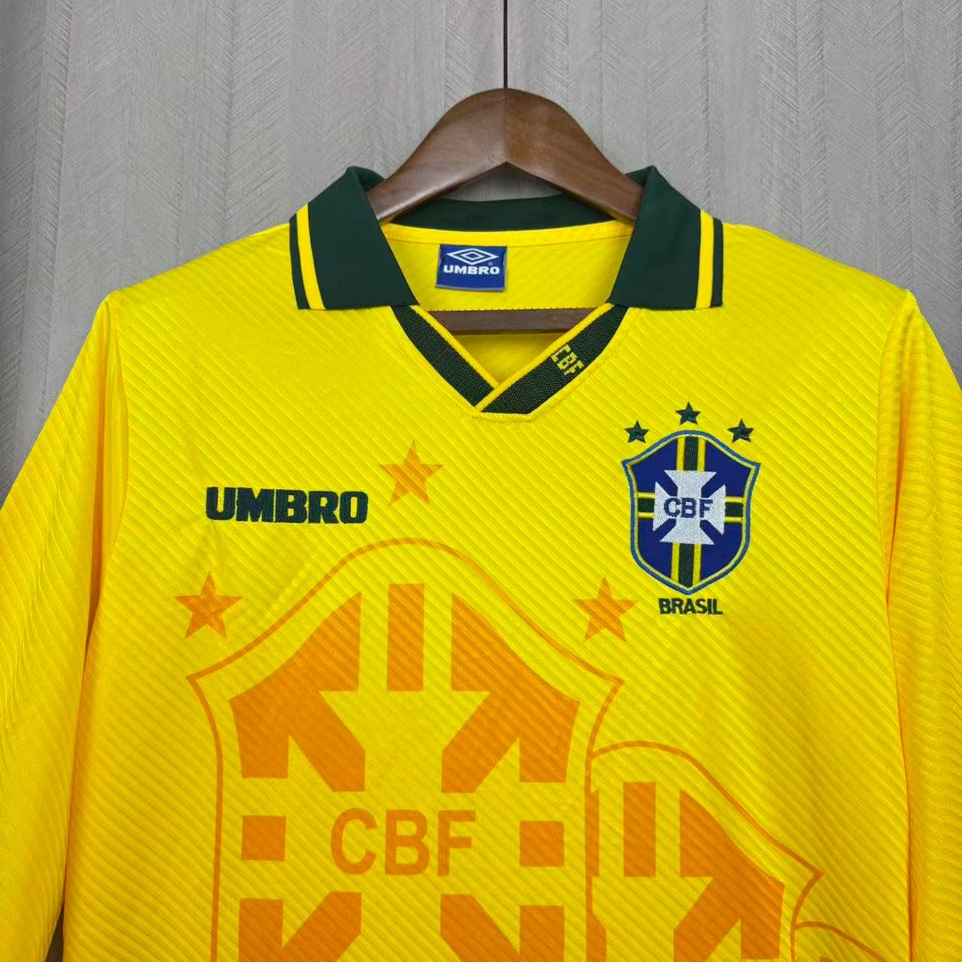 Retro 1994 Brazil Home Long Sleeve Yellow Jersey