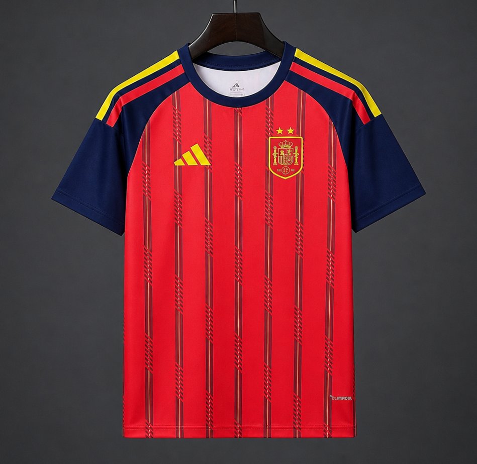 2 Star 2026 Spain Home Jersey With Champion Patch