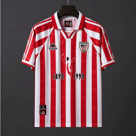 Retro 97/98 Athletic Club Bilbao Home Red and White Jersey