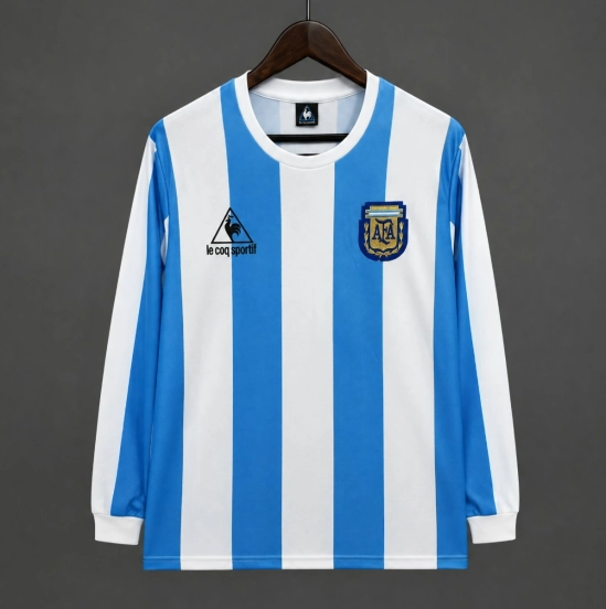 Retro 1986 Argentina Home Long Sleeve Jersey