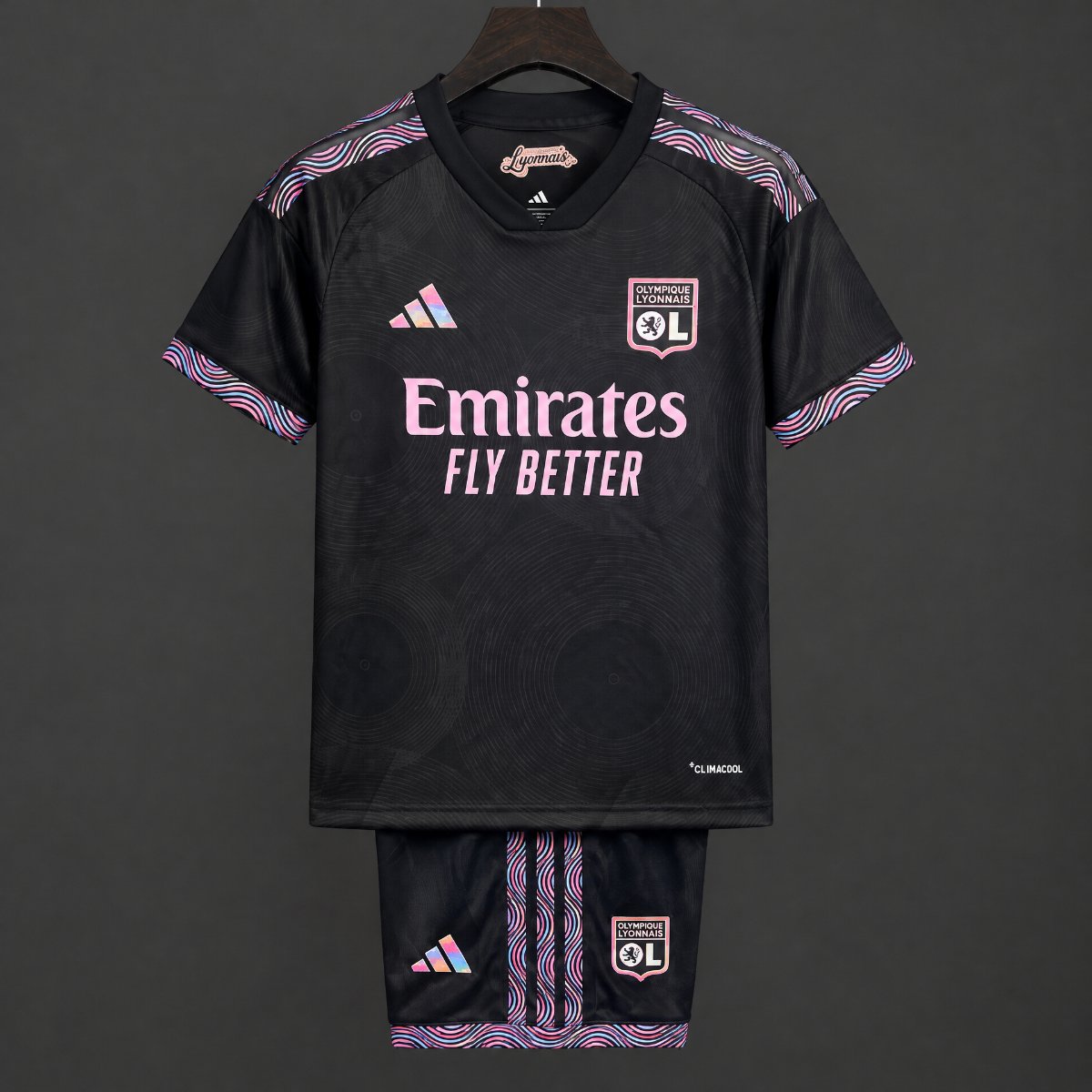 26/27 Kids Lyon Third Black Jersey Kit